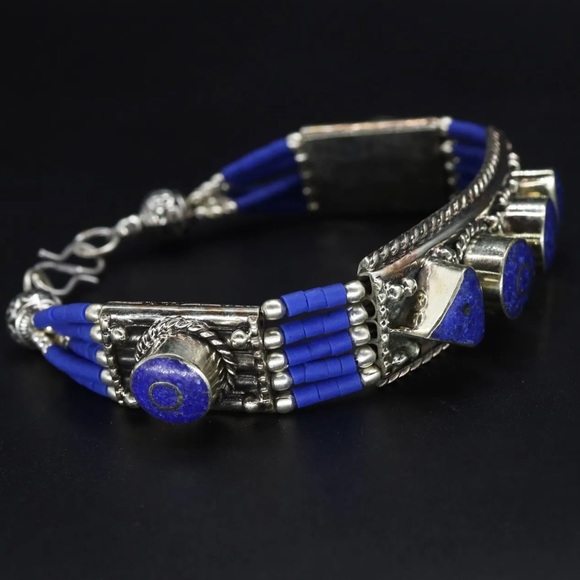 Tibetan silver gemstone ethnic bracelets - Picture 7 of 15